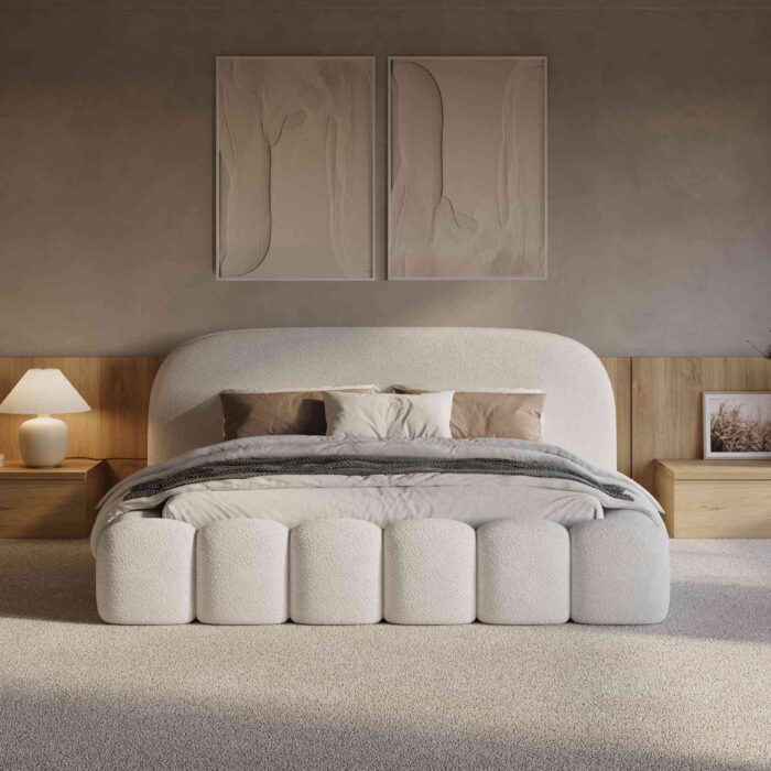 SO Adore Signature Bedframe Off White Soft Teddy/beige met opbergruimte