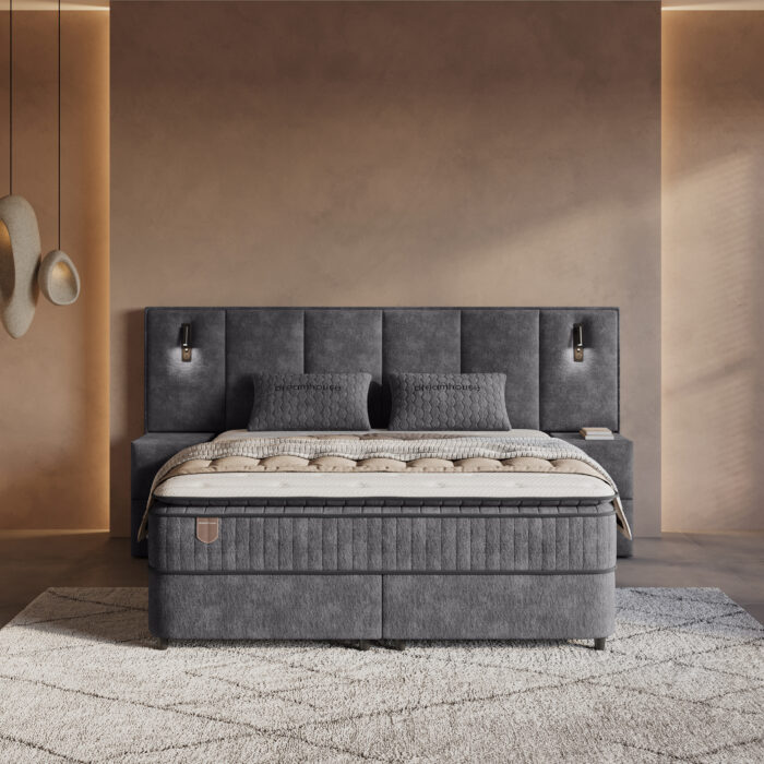 SO Opbergboxspring Cresta XL Antraciet incl. 2 nachtkastjes