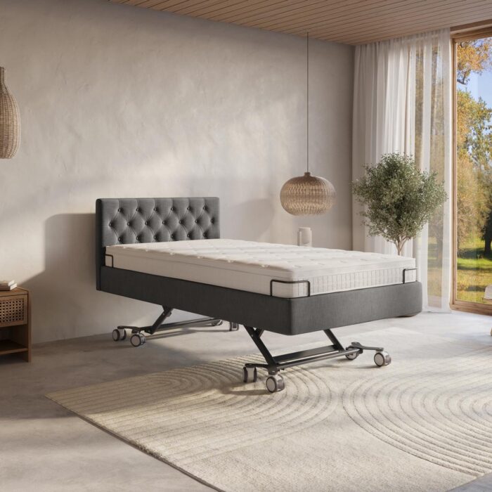 Elektrisch hoog-laag bed met hoofdbord, Matras en Bedhek